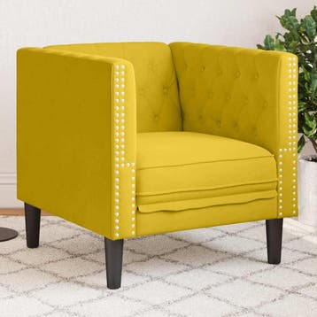 vidaXL Fauteuil Chesterfield-stijl fluweel geel, Verzenden, Nieuw, Eenpersoons, Stof