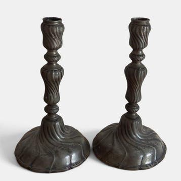 Kandelaber - Verzilverd - Koppel Rococo kandelaars, Antiek en Kunst