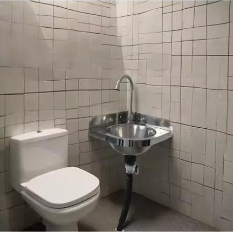 Compacte RVS Hoekwastafel – Wandgemonteerd, Huis en Inrichting, Badkamer | Badkamermeubels, Nieuw, Verzenden