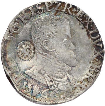 Spaans-Nederland Filips II. 1/5 Filipsdaalder mm. hand -