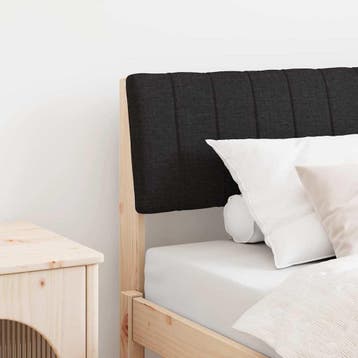 vidaXL Gestoffeerd hoofdbord Zwart 90 cm Massief grenenhout, Verzenden, Nieuw, Bruin, Hout
