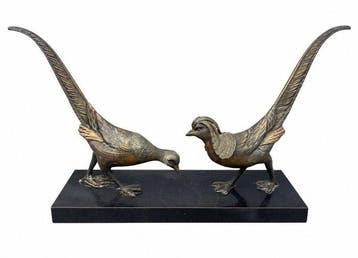 Beeld, Art deco werk - 32 cm - kunstbrons, Marmer