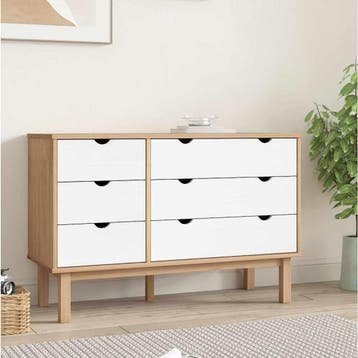 vidaXL Ladekast OTTA 111x43x73,5 cm massief grenenhout bruin, Verzenden, Nieuw