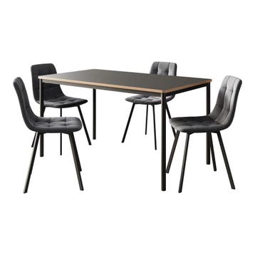 Eetkamerset Lindesberg 5-delig met 140x80 cm [en.casa], Huis en Inrichting, Tafels | Eettafels, Verzenden, Nieuw