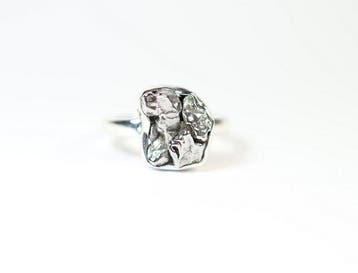 Meteoriet Campo del Cielo ring / nieuw 925. Sterlingzilver -