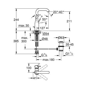 Wastafelmengkraan Grohe Essence 1 Hendel Met Waste L Warm, Ophalen of Verzenden, Nieuw