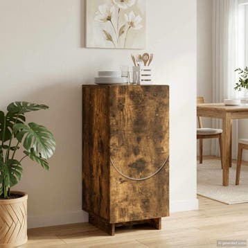 vidaXL Dressoir Gerookt eiken 33,5 x 34,5 x 75 cm Bewerkt, Huis en Inrichting, Minder dan 50 cm, Verzenden, Nieuw, 25 tot 50 cm