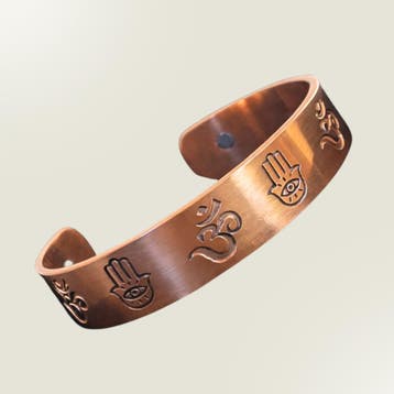 Koperen gezondheids-klemarmband met Ohm en Hamsa-hand, Ophalen of Verzenden, Nieuw