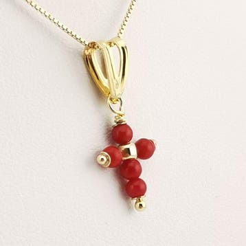 Koraal - Zilver - Ketting met hanger - handgemaakt