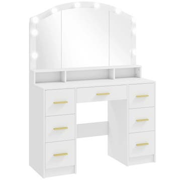TRUUSK Kaptafel met 10 LED-Hollywood-lampen - Spiegel - 7 La, Verzenden, Nieuw