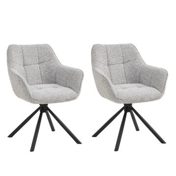 Set van 2 Eetkamerstoelen – Lichtgrijs – Met Armleuning –, Zakelijke goederen, Ophalen of Verzenden, Nieuw in verpakking