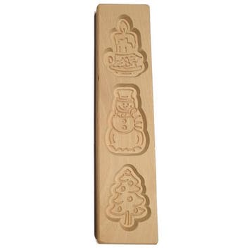 Speculaasplank Kerst (Kaars/Sneeuwpop/Kerstboom) (3x) 8x7cm., Verzenden, Nieuw