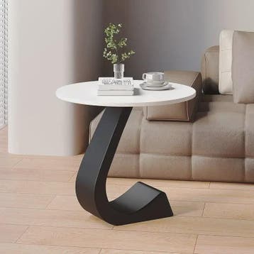 Luxe Ronde Bijzettafel met Rock Slab Look - Modern Design vo, Huis en Inrichting, Tafels | Bijzettafels, Verzenden, Nieuw