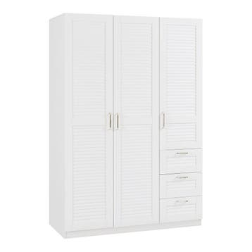 Kledingkast Finning 176x120x52 cm met 3 lades wit [en.casa], Verzenden, Nieuw
