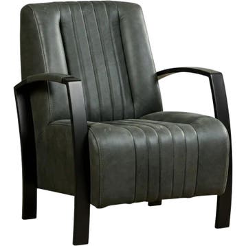 Leren fauteuil Glamour - Kenia Antracite (grijs), Nieuw, Ophalen of Verzenden, 50 tot 75 cm, Industrieel, Modern, Retro