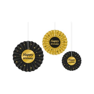 Classy Party Paper Fans Happy Birthday, Verzenden, Nieuw, Versiering, Verjaardag