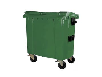 Vuilcontainer 770 liter 4-wiel vlakdeksel groen, Ophalen of Verzenden
