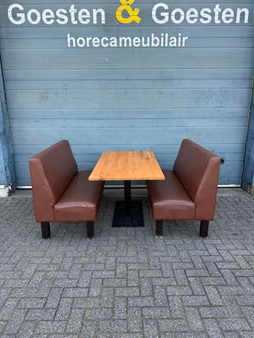 Gebruikte Set Banken + Tafel Vintage/Café, Ophalen, Nieuw