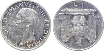 5 Lira Italien 1930 vorzueglich/stempelglanz Vittorio Ema..., Verzenden