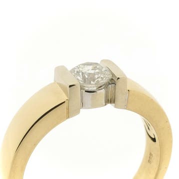 Christ bicolor gouden solitair ring met diamant 1,01 ct., Gebruikt, 20 of groter, Ophalen of Verzenden, Dame of Heer