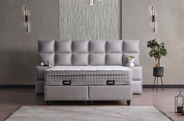 Opberg Boxspring Zand - diverse maten, Verzenden, Nieuw, Tweepersoons