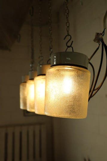 Plafondlamp (4) - Vintage industriële glazen hanglampen -