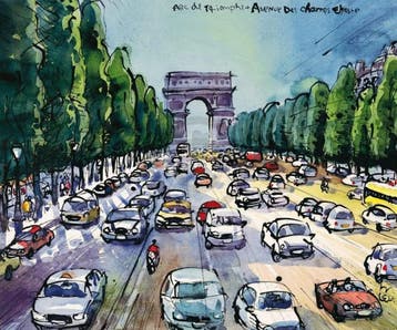 Kunstdruk Michael Leu - Arc de Triomphe 60x50cm, Verzenden, Nieuw