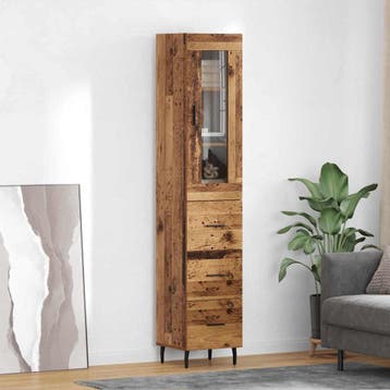 vidaXL Highboard Oud Hout 34,5 x 34 x 180 cm Bewerkt hout, Minder dan 50 cm, Verzenden, Nieuw, Minder dan 100 cm