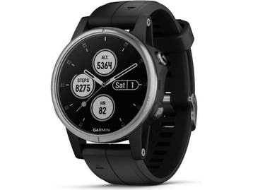 Garmin Fenix 5S Plus 42 mm zilver met siliconen armband, Verzenden, Zo goed als nieuw, Garmin