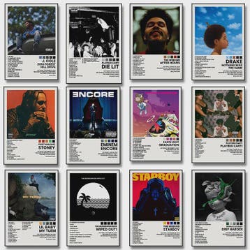 Canvas Poster: Drake & Eminem Album Covers - Hip Hop Wall Ar, Verzenden, Nieuw
