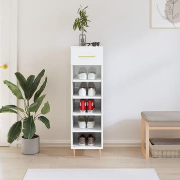 vidaXL Schoenenkast 30x35x105 cm bewerkt hout hoogglans wit, Verzenden, Nieuw
