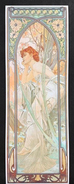 Alphonse Marie Mucha - “Evening reverie, 1899”. Gesigneerd