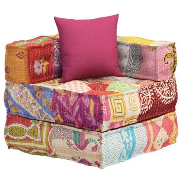Poef Modulair | Patchwork Katoen | Retourdeal 35%, Ophalen of Verzenden, Zo goed als nieuw, Stof, 50 tot 75 cm