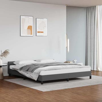 vidaXL Bedframe met hoofdeinde zonder matras 160x200 cm, Overige materialen, Verzenden, 200 cm, Grijs