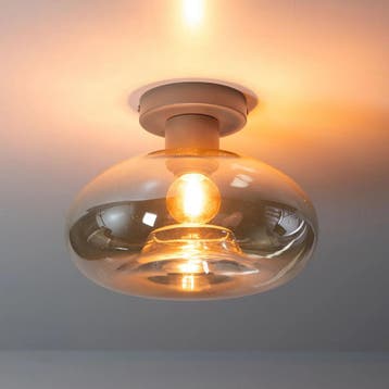 Plafondlamp Donut - 1-lichts - Beige - Amberglas (internet, Ophalen of Verzenden, Nieuw