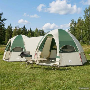 vidaXL Gezinstent met regenzeil waterdicht 14-persoons Groen, Caravans en Kamperen, Tenten, Verzenden, Nieuw, Tot en met 2
