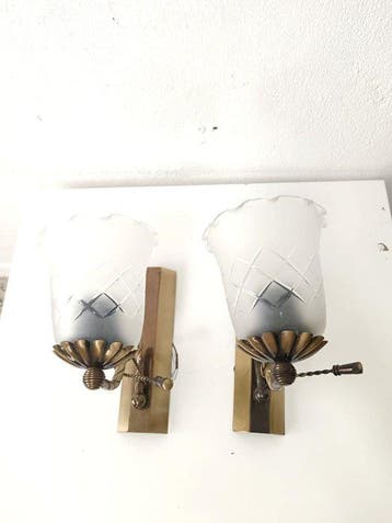Wandkandelaar (2) - Prachtig paar vintage wandlampen in, Nieuw