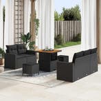 vidaXL Tuin Sofa Set met kussen 8 pcs Zwart poly rattan, Verzenden, Nieuw, Rotan, 8 zitplaatsen