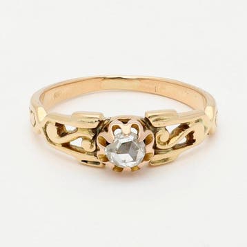 Ring - 14 karaat Geel goud Diamant (Natuurlijk) - Solitair, Nieuw