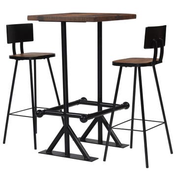 vidaXL 3-delige Barset massief gerecycled hout, Verzenden, Nieuw