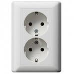 Gira Wandcontactdoos met randaarde 2V Zuiver wit (hagelwit), Nieuw, Stopcontact