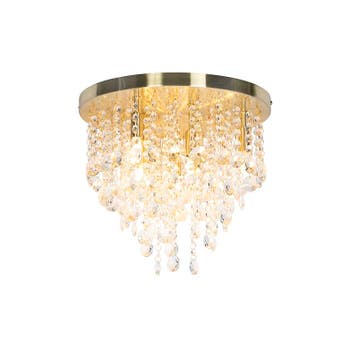 Klassieke plafondlamp goud/messing 35 cm - Medusa, Huis en Inrichting, Lampen | Plafondlampen, Verzenden, Nieuw, Glas, Art Deco