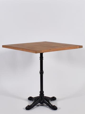 Teakhouten terrastafel vierkant 70 x 70 cm gietijzer - teak, Tuin en Terras, Ophalen of Verzenden, Nieuw, Hout, Eettafel