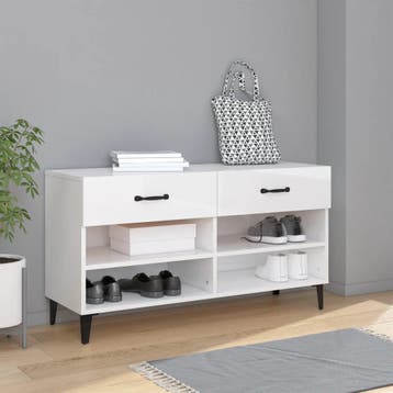 vidaXL Schoenenkast 102x35x55 cm bewerkt hout hoogglans wit, Verzenden, Nieuw
