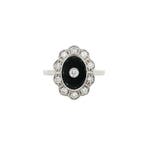 Gouden ring met diamant en onyx 14 kt, Ophalen of Verzenden, Nieuw