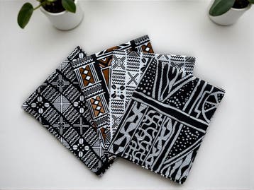 4 Fat quarters - Zwart Wit mix Quiltstoffen / Patchwork stof, Hobby en Vrije tijd, Stoffen en Lappen, Ophalen of Verzenden, Nieuw