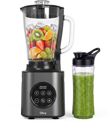 Blender - 1,5L Glazen Kan met To-Go Beker - Smoothie Maker -, Verzenden, Zo goed als nieuw