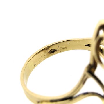 Gouden ring met gele saffier, Gebruikt, Ophalen of Verzenden, Kleiner dan 17, Met edelsteen
