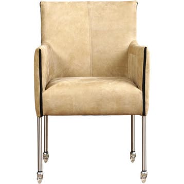 Set van 6 Leren eetkamerstoelen More - Kenia Taupe, Ophalen of Verzenden, Nieuw, Leer