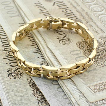 8 karaat Bismarck schakelarmband, Ophalen of Verzenden, Gebruikt, Geel, Goud